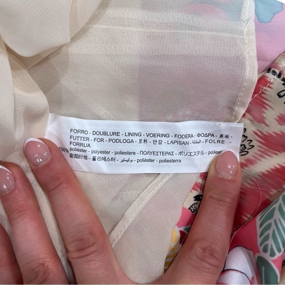 Zara Satin Effect Pink & Cream Floral Mini Dress | Size XXL - Picture 7 of 9